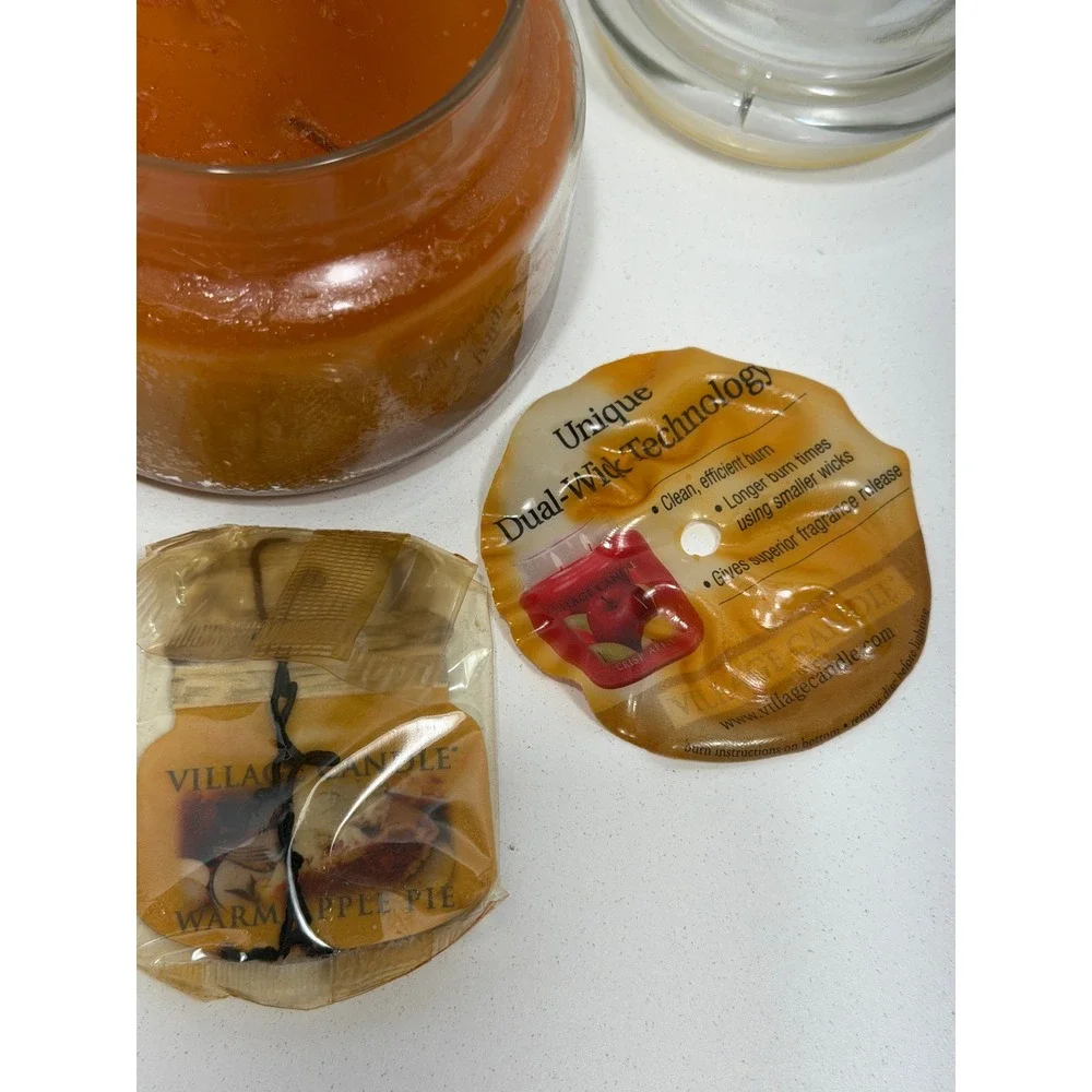 Village Candle Warm‎ Apple Pie 11oz Small Jar Dual Wick Scented Candle Set of 2